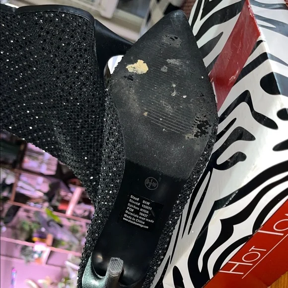 Hot Tomato Black sparkle Heeled Boots - Picture 7 of 9